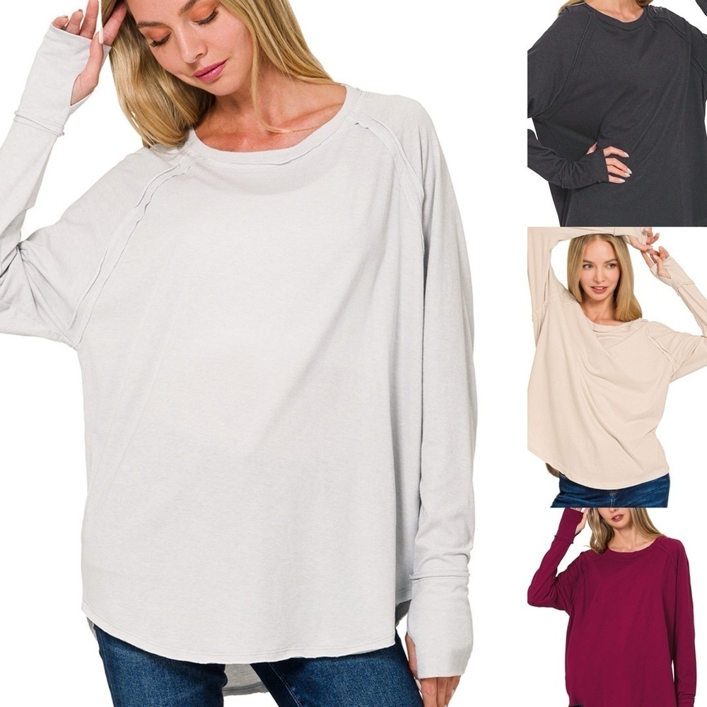 “ Luxe Edge “ Long Sleeve Thumb Hole Tee | Fall Assortment